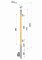 Dřevěný sloup, boční kotvení, výplň: sklo, pravý, vrch pevný (ø42 mm), materiál: buk, broušený povrch s nátěrem BORI (bezbarvý)