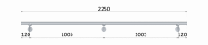 Led madlo 2250mm /broušená nerez K320 /AISI304 (set: 3ks úchyt, madlo ø 42.4mm s ukončením a hliníkový profil na led pás)