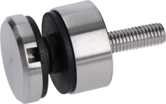 Svorka bodová na sklo 6-12 mm plochá (ø 30 mm / M8), broušená nerez K320 / AISI304, balení obsahuje gumičky na sklo