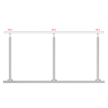 Nerezový sloup, vrchní kotvení, bez výplně, vrch pevný (ø 42,4x2 mm), broušená nerez / AISI304