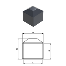 Vonkajšia krytka 20 x 20 mm, plastová PE