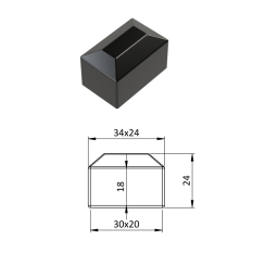 Vnější krytka 20 x 30 mm, plastová PE, černá