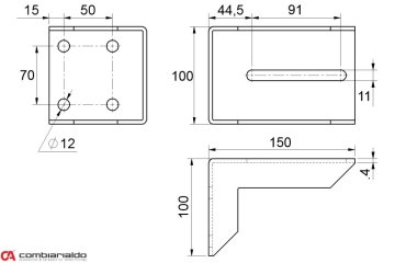 Držák dojezdové kapsy pro posuvné brány 100 x 100 x 150 mm, Combi Arialdo