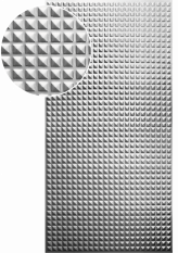 Plech pozinkovaný 2000 x 1000 x 1,2 mm, lisovaný vzor PYRAMIDA 2, 3D efekt. Skutečný rozměr1990 x 950 x 1,2 mm