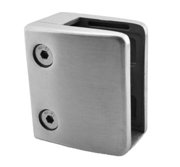 Svorka skla plochá (65x55x38 mm), broušená nerez K320 / AISI304, balení neobsahuje gumičky na sklo