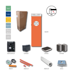 S4BAR KIT-automatická závora do 4m (24V, 300W, 100 nm) s řídící jednotkou XBA20, 1x SIA1, 1x XBA19, 1x XBA13, 1x OXIBD, 1x ON2E, 1pár EPMB, 1x XBA7