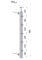 Nerezový sloup na francouzský balkón, boční kotvení, 5 řadový, průchozí, vrch pevný, (40x40x2.0 mm), broušená nerez K320 /AISI304
