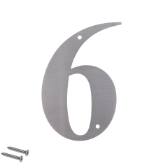 Číslo domovní 6, (127x1.5mm), s dírami, broušená nerez K320 / AISI 304