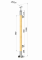 Dřevěný sloup, vrchní kotvení, výplň: sklo, pravý, vrch pevný (ø42 mm), materiál: buk, broušený povrch bez nátěru