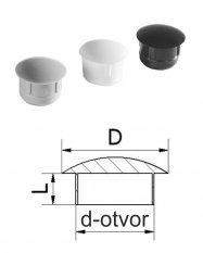Vnútorná plastová krytka guľatá D-13mm, d-10mm, L-6,3mm