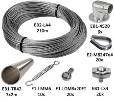 Montážní sada pro zelenou stěnu (ø 4 mm), nerez AISI 304/316