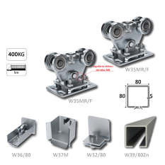 Samonosný systém 80x80x5 mm pro posuvné brány do 300 kg / 5 m průjezd (W39/80Zn 6 m pozinkovaný profil, 1x W-SET80/F)