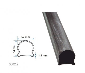 Madlová tyč dutá 57x54x1,5mm, hladká, dĺžka 3000 mm, cena za KUS