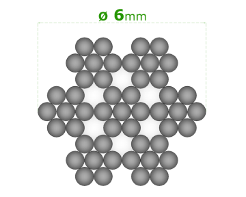 Nerezové lanko ø 6mm (7x7 dr.) /AISI316, barva: černá