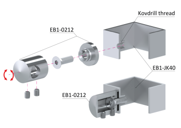Držák tyče ø 12 mm (koncový-pravý) plochý (30x22 mm), broušená nerez K320 / AISI304