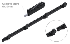 Hřeben nylon 26 x 19 x 1000 mm, Fe jádro 6 x 10 mm, 400 kg