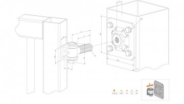 LOCINOX® G90WP-B pant M20 s plotnou 100 x 100 mm, otevíratelný 90°, nastavitelný 1D, částečně pozinkován