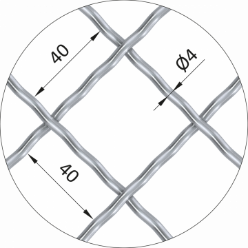 Žebírkové pletené síto - vzor Diamant, oko: 40x40mm, průměr pletiva ø4mm, rozměr 1000x2000mm, pozinkované