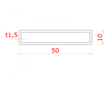 Profil uzavřený 50x10x1,5 mm, cena za 1 ks (5 m), broušená nerez K320 / AISI304