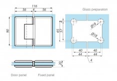 GX990.2PC - Závěs pro sklo - 180° sklo