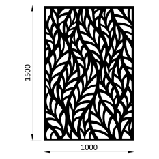 Designová kovová výplň, laserem vypálený vzor 1295, rozměr 1000x1500x2,5 mm +/- 0,5%, bez povrchové úpravy, perforace 40%