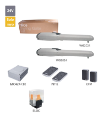 WINGO sada pro dvoukřídlou bránu do 2m/křídlo, 2x WG2024 (24V, 85W, 1500N), 1x MC424R10 + vestavěný přijímač, 2x FLO2RE, 1 pár BF, 1x ELDC