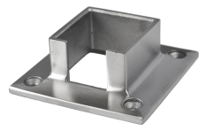 Kotvící příruba (80x80 mm) na madlo EB1-JHM40, lepený spoj, broušená nerez K320 / AISI304