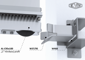 Hliníkový samonosný systém 95x100x11 mm pro posuvné brány do 150 kg / 6,5 m průjezdu (AL-C95x100-6, 2x W38M.AL, W36M.AL, 2x W32M.AL, W37/95, 12x CREM-05AL, 1 pár CREM-ALX)