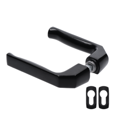 Klika AL, 125 x 41 mm, ø 19 mm, štítek 23 x 50 mm, černá prášková barva vypalovaná, s otvorem pro stavební vložku, pár