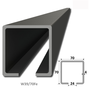 C profil 70x70x4mm čierny Fe, dĺžka 5m