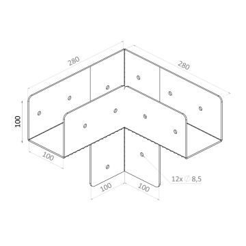 Spojka na hranol 100x100mm, pozinkovaná ocel