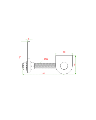 Nerezový pant nastavitelný M12 s kotevní deskou, otevírání 180°, broušená nerez K320 / AISI304