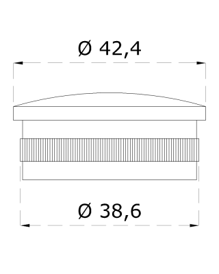 Ukončení na trubku ø 42,4 mm, broušená nerez K320 / AISI316