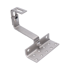 Střešní hák nastavitelný ve třech bodech, vhodný pro vlnité krytiny (betonové nebo pálené tašky). Nerez A2. fotovoltaika