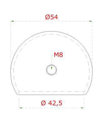 Ukončenie madla na trubku ø 42.4mm pomocou skrutky, brúsená nerez K320 /AISI304