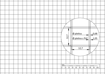 Svařované pletené síto se zeleným PVC obalem, ø pletiva: 0.68mm, ø pletiva s PVC: 1.05mm, oko: 12.7x12.7mm, celkový rozměr: Výška x Šířka 1x25m