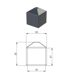Vnější krytka 15 x 15 mm, plastová PE, antracit