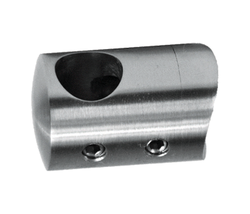 Držák tyče ø 12 mm (koncový-pravý) na trubku ø 42,4 mm (30x22 mm), broušená nerez K320 / AISI304