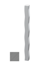 Tyč čtvercová plná 14x14mm, černá S235, okutá na dvou protilehlých stranách