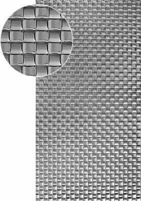 Plech pozinkovaný 2000 x 1000 x1,2 mm, lisovaný vzor PLETENINA 26 x 26 mm, 3D efekt. Skutečný rozměr +/- 0,5%