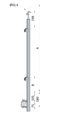 Nerezový sloup, boční kotvení, výplň: sklo, levý, vrch nastavitelný (ø42,4x2 mm), broušená nerez K320 / AISI316