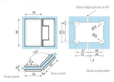 GX990.3PC - Záves pre sklo- sklo 135°