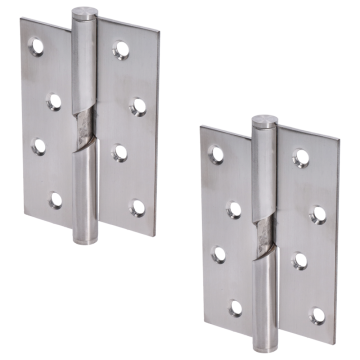 Nerezové panty přidivhovací 2ks (levé), 100x75x2.5mm, max. nosnost: 80 kg (2 panty), broušená nerez K320 /AISI304