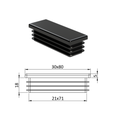 Krytka plastová 30 x 80 mm
