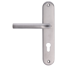 štítová klika (pár) na oválných štítech, balení: 2ks štítová klika, broušená nerez K320/AISI304