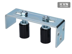 Horní vedení vrat 165x75x55mm, nastavitelná šířka 36-84mm, 2x nylon. vodící válečky 30x35mm