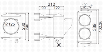 ASF Semafor dvoukomorový, žárovka E27 900Lm, hliník, 230V