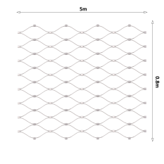 Nerezová lanková síť, 0,8x5 m (šxd), oko 50x50 mm, průměr lanka 2 mm, AISI316