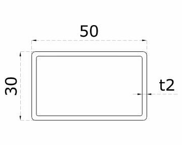 Profil uzavřený 50x30x2mm, broušená nerez K320 /AISI304, cena za 1ks(1m) - Délka: 1m
