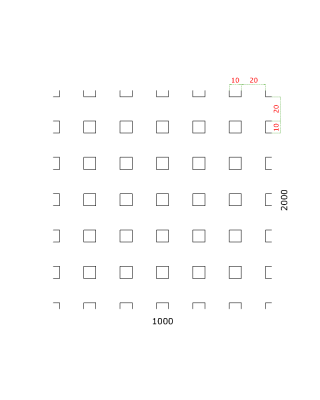 Děrovaný plech čtvercový řadový Zn, otvor: 10x10 mm, rozteč: 30 mm (1000x2000x1,5 mm)